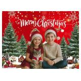 7x5ft Christmas Backdrop Merry Christmas Banner Party Decoration Xmas Photography Background Photo Props for Winter Holiday New Year Eve Family Party Backdrop - Retail: $20
