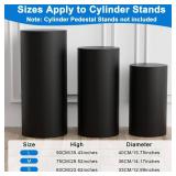 Wokceer Cylinder Pedestal Stand Covers for Party 3Pcs Spandex Black Cylinder Stand for Party Covers Plinth Pedestal Cover Pillar for Birthday Parties Wedding Decor - Retail: $22