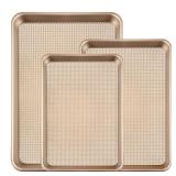 Vinino Baking Sheet Set of 3, Cookie Sheets For Baking with Square Texture Pattern, Thicker Carbon Steel Non-stick Baking Pan Half/Quarter/Jelly Roll Pans Tray for Oven - Retail: $26