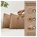 Kevin Textile Waterproof Decorative Pillow Covers Camel 20x20 Inch Pack of 2 Soft Boucle Textured Throw Pillowcases Elegant Accent Pillows for Couch Sofa Chair Bed Home Decor Indoor Outdoor - Retail: 