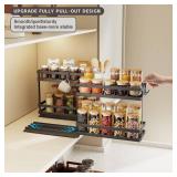 Magheo Pull Out Spice Rack Organizer for Cabinet, 4 Pack Metal Seasoning Organizer Slide Out Spice Storage Shelf No Assembly Vertical Spice Rack Pullout for Kitchen & Bahthroom No Drill(2 Tier,Black) 