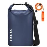 HEETA Waterproof Dry Bag for Women Men (Upgraded Version), Roll Top Lightweight Dry Storage Bag Backpack with Emergency Whistle for Travel, Swimming, Boating, Kayaking, Camping, Beach (Dark Blue, 5L) 