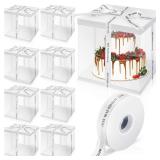 Taiyin 9 Pcs Large Tall Clear Cake Box 10