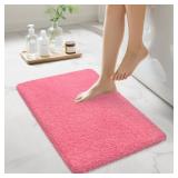 MondayRug Bathroom Rugs Non Slip 24\"x16\", Absorbent Bath Mats Quick Dry, Shaggy Microfiber Bath Rugs, Extra Soft Plush, Machine Washable Bath Mats for Bathroom Floor, Tub and Shower, Pink - Retail: 