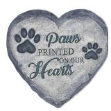 OrnamentallyYou Elegant Resin Stepping Stone, Outdoor Garden Pathway Decoration (Paws Printed on Our Hearts Memorial Stepping Stone for Pet, 9.5\" Dog Funeral and Pet Cemetery Decor) - Retail: $25