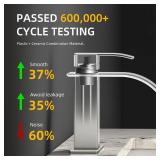 Ryuwanku Bathroom Faucet Brushed Nickel Modern Waterfall Bathroom Sink Faucet with Single Handle Suitable for 1 or 3 Holes,Supply Deck Plate and Hose - Retail: $29