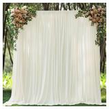 20x10ft Wrinkle Free Ivory Backdrop Curtain for Parties Soft Fabric Drapes Wedding Ivory Curtain Backdrop for Birthday Party Decorations Background for Photography 5x10ft,4 Panels - Retail: $50