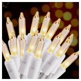 HISHINY Christmas Lights 100 Count Mini Clear Lights 32ft White Wire Christmas Tree String Lights Set for Outdoor Indoor Christmas Decorations Wedding Valentines Day Decor,UL Certified (32feet) - Reta