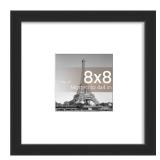 upsimples 8x8 Picture Frame, Display Pictures 4x4 with Mat or 8x8 Without Mat, Wall Hanging Photo Frame, Black, 1 Pack - Retail: $6