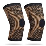 SHENGYADE Knee Brace for Women & Men1 Pair, Copper Knee Braces for Knee Pain and Support, Copper Ions Fiber Compression Knee Sleeve for Running, Meniscus Tear, ACL, Joint Pain Relief (2, Large) - Reta