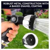 AnyEasy Garden Water Hose Nozzle Metal Heavy Duty Sprayer Thumb Control with 10 Spray Modes Suitable for Watering Plants, Iawn and Garden, Car Washing, Cleaning, Showering Pets and Outdoor Fun, Gray -