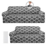 Peryiter 2 Pcs Couch Cover Set for Living Room Sofa Cover Furniture Protector Couch and Sofas Loveseat Arm Chair Slipcover, Furniture Protector, Form Fit Stretch, Wrinkle Free (Dark Gray) - Retail: $4