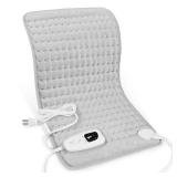 Deepsoon Heating Pad,Electric Heating Pads for Back,Neck,Abdomen,Moist Heating Pad for Shoulder,Knee,Arms,Legs,Dry/Moist Heat & Auto Shut Off,Christmas Gifts for Men and Women,Light Gray,24x12 Inch - 