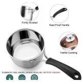 TeamFar Saucepan with Lid, 2 qt Sauce Cooking Pot Milk Pan Stainless Steel, Professional with Long Heatproof Handle for Home Kitchen Restaurant, Healthy & Non Toxic, Multi-use & Dishwasher Safe - Reta