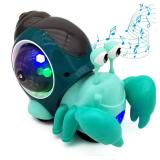 Tipmant Baby Toddler Electric Crab Cute Electronic Animal Vehicle Car Toy Crawl, Play Music, Luminous Light Kids Birthday (Green) - Retail: $14