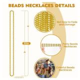 SHAOQINLIN 12 PCS Gold Bead Necklace, Mardi Gras Beads Christmas Necklaces 33\" Metallic Beaded Costume Party Necklaces for Parade Throws, Wedding, Birthday, Pirate Party Favors - Retail: $5