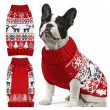 Christmas Dog Sweaters for Small Medium Large Dogs and Cats,Pet Soft Warm Holiday Outfit Girl & Boy,Pup Winter Clothes Turtleneck Double Knitting Collar for Outdoors Playing (Deer, L) - Retail: $10
