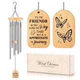 Milcier Gifts for Friend Women, Birthday Gifts for Best Friend Women, Friendship Wind Chimes, Valentines Day, Thanksgiving, Christmas Idea for Best Friends, Bestie, BFF, 25.5 inches, Butterfly - Retai