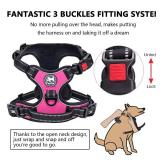 PoyPet No Pull Dog Harness, No Choke Front Lead Dog Reflective Harness, Adjustable Soft Padded Pet Vest with Easy Control Handle for Small to Large Dogs(Pink, Medium) - Retail: $15