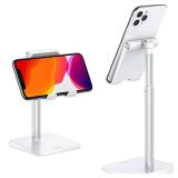 OMOTON Cell Phone Stand, Adjustable Angle Height Desk Phone Dock Holder for iPhone Air 17 Pro Max/Plus/XS/XR, Samsung Galaxy S20 / S10 / S9 / S8 and Other Phones (3.5-7.0-Inch),Silver - Retail: $10