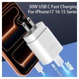 iPhone 17 16 15 Charger Fast Charging,30W USB C Charger Type C Charger Phone Chargers iPhone&10 Ft Long USB C to C Cable Fast Charging Cord for iPhone 17 Air/17 Pro/17 Pro Max/16 15 Pro Max Plus,iPad 