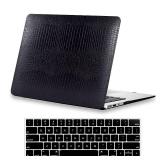 DTangLsm Compatible for Crocodile MacBook Air 15 inch Case 2026 2025-2023 M4 M3 M2 A3241 A3114 A2941, Alligator Skin Textured PU Leather Hard Shell Cover for MacBook Air 15\" Case+Keyboard Skin, Black