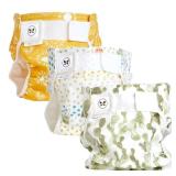 Honest Hybrid Cloth Diaper Covers with Pocket-Sling, Large (22-40 lbs), Stops Nighttime Leaks, Use with Boosties Disposable Diaper Pad or Reusable Insert, 3 Pack of Cotton Muslin Covers - Retail: $70
