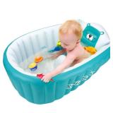 SHXKUAN Inflatable Bathing Tub for Toddler,Non Slip Safety Thick Cushion Central Seat,Portable Travel Seat Baths Baby Swimming Pool for 0-5 Year(Blue) - Retail: $24