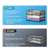 Marbrasse 3 Tier Paper Organizer Letter Tray, Mesh File Organizer with Handle, Paper Sorter Desk Organizer for Home Office Supplies - 2p - Retail: $25