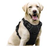 rabbitgoo Dog Harness No Pull with 2 Leash Clips, Adjustable Soft Padded, Reflective Oxford No Choke Pet Vest with Easy Control Handle for Large Dogs, Black, L - Retail: $20