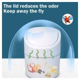 Mini Desk Trash Can with Lid with Trash Bags 180 Pcs Swing-Lid Tiny Countertop Garbage Bin Small Table Top Plastic Covered Waste Basket - Retail: $16