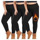 We Fleece 3 Pack Plus Size Fleece Lined Leggings Women - Stretchy -4X Warm Winter Yoga Pants Thermal Leggings Black - Retail: $29