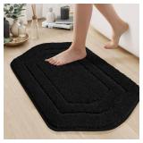COSY HOMEER Bathroom Mat Rugs 20âx32â Non-Slip Absorbent Bath Mat Plush Shaggy Machine Washable Bath Rugs Soft Polyester Bath Mats for Bathroom Floor,Tub and Shower,Black - Retail: $30