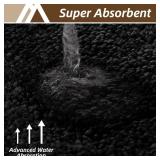 COSY HOMEER Bathroom Mat Rugs 20âx32â Non-Slip Absorbent Bath Mat Plush Shaggy Machine Washable Bath Rugs Soft Polyester Bath Mats for Bathroom Floor,Tub and Shower,Black - Retail: $30