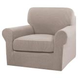 Turquoize 2 Piece Chair Covers Chair Slipcovers for Living Room Armchair Couch Cover Chair Sofa Cover with Individual Cushion Covers Furniture Cover for Chairs Feature Jacquard Fabric (Chair, Sand) - 