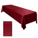 Ruisita Satin Party Tablecloth Table Cover 58 x 102 Inches Wedding Rectangle Bright Silk Tablecloth Smooth Fabric Table Decor for Wedding Banquet Decoration, Burgundy - Retail: $77