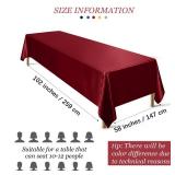 Ruisita Satin Party Tablecloth Table Cover 58 x 102 Inches Wedding Rectangle Bright Silk Tablecloth Smooth Fabric Table Decor for Wedding Banquet Decoration, Burgundy - Retail: $77