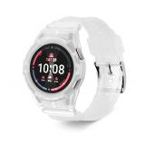 Compatible for Samsung Galaxy Watch 7 6 5 4 44mm 40mm Band with Case Wristbands Shockproof Durable Rugged Protective with Silicone Replacement Watch Strap Drop-proof Cover for Men Women (Clear, 40mm) 