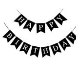 Happy Birthday Banner, Black Happy Birthday Decorations Birthday Sign for Birthday Party Backdrop Decor, Black Happy Birthday Sign Party Hanging Supplies for Girls Boys and Women - Retail: $6