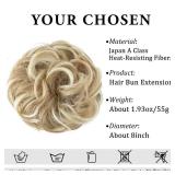 CJL HAIR Large Messy Bun Hair Piece Wavy Curly Scrunchies Synthetic Chignon Ponytail Hair Extensions Thick Updo Hairpieces for Women Dirty Blonde - Retail: $10