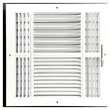 HBW 12\"x 12\" (Duct Opening Size) 4-Way Stamped Face Steel Ceiling/sidewall Air Supply Register - Vent Cover - Actual Outside Dimension 13.75\" X 13.75\" - Retail: $24