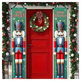 BlissYard Nutcracker Christmas Porch Banners 12Ã71 Inch Hello Winter Merry Christmas Door Decorations Red Blue Nutcracker Soldier Banner for Front Door Wall Outdoor Holiday Seasonal DÃ©cor - Reta