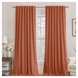 UHITECH 108 Inch Long Blackout Curtains Living Room Darkening Terracotta Black Out Curtain for Bedroom Window Back Tab Rod Pocket Outdoor Waterproof Farmhouse Light Blocking Drapes Patio - Retail: $60