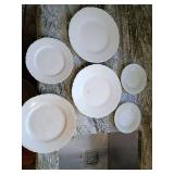 3 White Porcelain Dinner Plates 10inch2 milk glass 6 inch 3 White Porcelain Dinner Plates 10inch2 milk glass 6 inch
