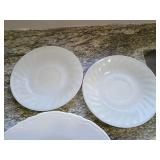 3 White Porcelain Dinner Plates 10inch2 milk glass 6 inch 3 White Porcelain Dinner Plates 10inch2 milk glass 6 inch