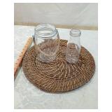 Glass Jars with Rope Handle and Woven Placemats Set old bottle Glass Jars with Rope Handle and Woven Placemats Set old bottle
