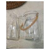 Glass Jars with Rope Handle and Woven Placemats Set old bottle Glass Jars with Rope Handle and Woven Placemats Set old bottle