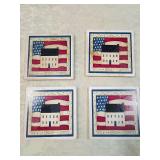 American Folk Art Coaster Set with Ceramic Cup 3 round coaster American Folk Art Coaster Set with Ceramic Cup 3 round coaster