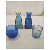 Blue Glass Vase and Bowl Collection Blue Glass Vase and Bowl Collection