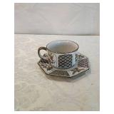 Japanese Geometric Floral Tea Cup and Saucer Set Japanese Geometric Floral Tea Cup and Saucer Set